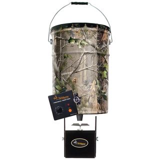 Monsta p Camouflage Metal Pail Feeder (Realtree APG (camouflage)Dimensions 17 inches high x 12 inches wide x 13 inches deepWeight 8.5 poundsAssembly required.Before purchasing this product, please familiarize yourself with the appropriate state and loca