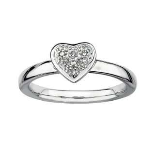 ONLINE ONLY   Diamond Accent Heart Stackable Ring Silver, White, Womens