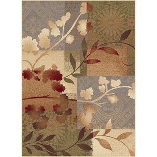 Infinity Collection Blue Floral Area Rug (53 X 73)