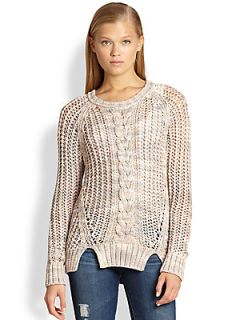 Cardigan Gabrielle Open Cable Knit Sweater   Shell Combo