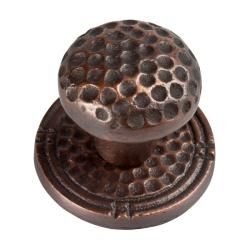 Small Round Copper Cabinet Knob With Backplate (set Of 3) (Solid copperHardware finish Antique copperDimensions 1.25 inches high x 0.25 inch diameter with a 1 inch projectionBackplate dimensions 1.4 inches high x 0.13 inch thicknessMounting hardware in