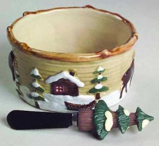 Sonoma Home Lodge Dip Bowl & Spreader Set, Fine China Dinnerware   Cabin&Tree,Tr