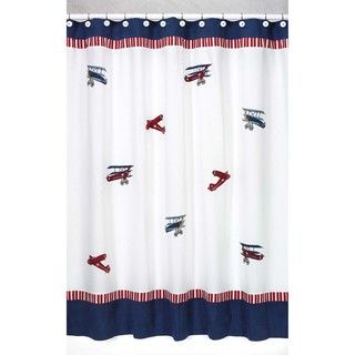 Vintage Aviator Kids Airplanes Shower Curtain (WhiteMaterials Cotton, polyesterDimensions 72 inches wide x 72 inches longDisclaimer Liner and hooks not includedCare instructions Machine washableThe digital images we display have the most accurate colo