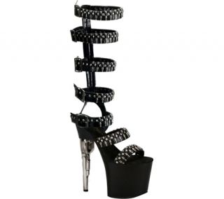 Womens Pleaser Bond Girl 768   Black PU/Black Matte Ornamented Shoes