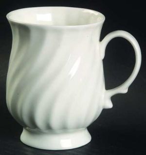 Hitkari Hka1 Mug, Fine China Dinnerware   White Swirl,Smooth, No Trim