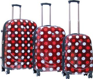 CalPak Montego Bay Three Piece Set   Red Polka Dot Hardside Luggage