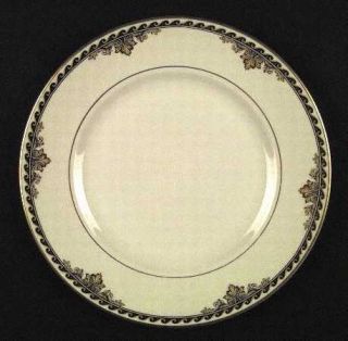 Syracuse Athena Dinner Plate, Fine China Dinnerware   Old Ivory,Black/Gold Borde
