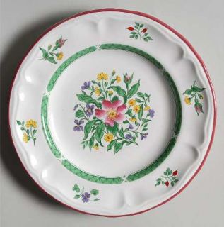 International Rosalynn Salad Plate, Fine China Dinnerware   Floral,Maroon Trim,I