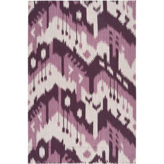 Hand woven Ikat Iquitos Purple Wool Flatweave Rug (8 X 11)