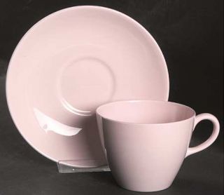 Wedgwood Alpine Pink (No #,No Decor,Coupe,Smooth) Flat Cup & Saucer Set, Fine Ch