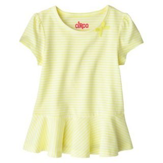 Circo Infant Toddler Girls Striped Peplum Tee   Dandelion Yellow   2T