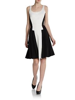 Fast Colorblock Fit And Flare Dress   Off White