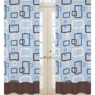 Blue And Brown Geo 84 inch Curtain Panel Pair (Blue, brown, whiteConstruction Rod PocketPocket measures 1.5 inches deepLining NoneDimensions 42 inches wide x 84 inches long eachMaterials 100 percent cottonCare instructions Machine washableThe digita