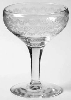 Fostoria Large Cloverleaf Champagne/Tall Sherbet   Stem #863, Needle Etch Design