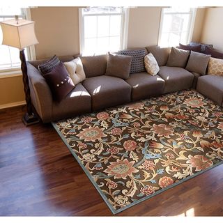 Nourison Graphic Illusions Floral Brown Rug (53 X 75)