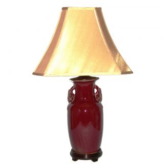 Tall Oxblood With Fruit Handles Table Lamp