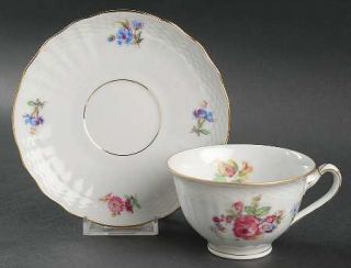 Epiag 12256 Footed Cup & Saucer Set, Fine China Dinnerware   Basket Weave, Flora