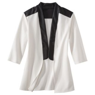 labworks Womens Faux Leather Trim Tuxedo Jacket   White XL