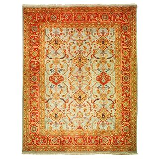 Safavieh Hand knotted Samarkand Light Blue/ Red Wool Rug (6 X 9)