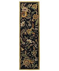 Handmade Elite Transitional Wool Rug Runner (26 X 12) (BlackPattern FloralMeasures 0.625 inch thickTip We recommend the use of a non skid pad to keep the rug in place on smooth surfaces.All rug sizes are approximate. Due to the difference of monitor col