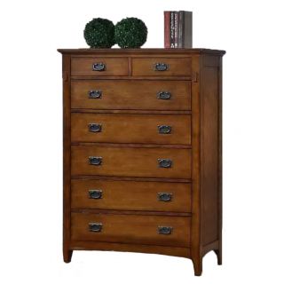 Tremont 7 drawer Chest (Hardwood solids with ash and wood veneersQuantity One (1)Metal drawer glides with built in stopsDust proofing on bottom drawers for added protectionSimple, rounded antique pewter bail pullsMission style and warm chestnut finish cr