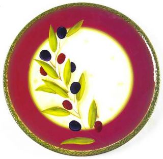 Clay Art Antique Olive Dinner Plate, Fine China Dinnerware   Black&Red Olives,Re