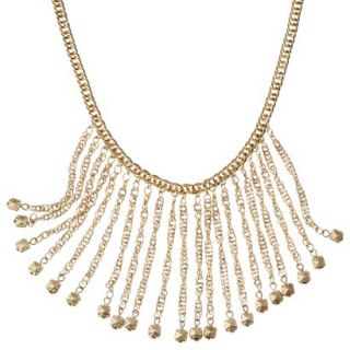 Fashion Necklace with Long Fringe   Gold