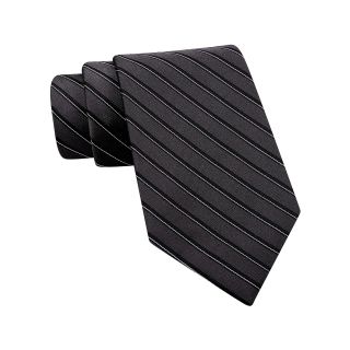 CLAIBORNE Thin Stripe Silk Tie, Gray, Mens