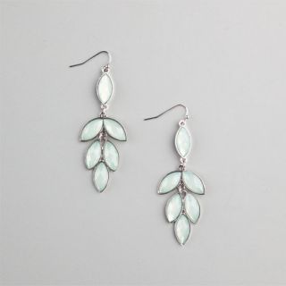 Facet Stone Leaf Dangle Earrings Mint One Size For Women 228641523