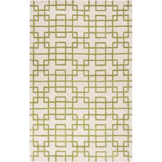 Hand tufted Geleen Green Geometric Wool Rug (5 X 8)