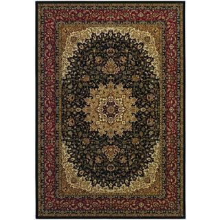 Izmir Royal Kashan/ Black Area Rug (311 X 53) (100 percent heat set polypropyleneContains latex YesPile height 0.43 inchStyle IndoorPrimary color BlackSecondary colors Gold/ grey/ ivory/ redPattern FloralTip We recommend the use of a non skid pad t