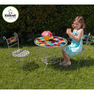 KidKraft Metal Flower Kids Bistro Table and Chairs Set Multicolor   00068