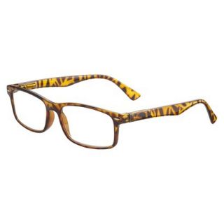 ICU Plastic Rectangle Tortoise With Studs Reading Glasses and Case   +2.00