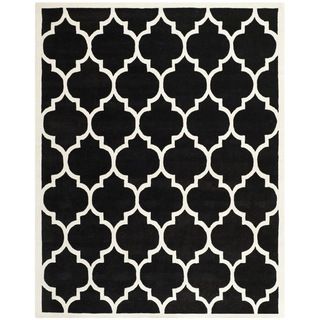 Handmade Moroccan Black Wool Rug With Cotton Canvas Backing (4 X 6)