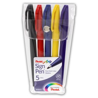 Pentel Arts Sign Fine Point Pen (pack Of 5) (Assorted ink colorsModel PENS5205Dimensions 1 inch high x 3.5 wide x 5.9 inches deepPack of Five (5) pens )