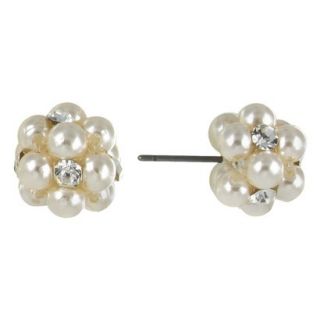 Pearl Flower Crystal Earring   Silver