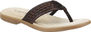 Mens Sperry Top Sider Boat Sandal Woven Thong   Amaretto Leather Thong Sandals