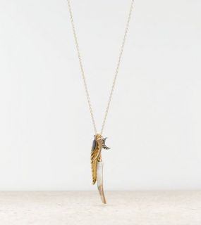 Gold AEO Longhorn Charm Necklace, Womens One Size