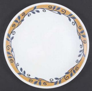 Corning Casa Flora Dinner Plate, Fine China Dinnerware   Blue Leaves/Scrolls On
