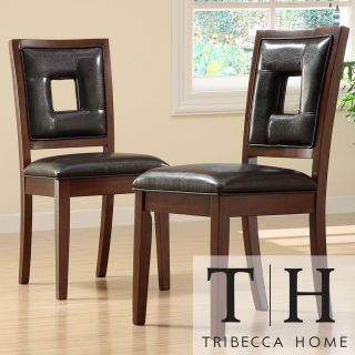 Tribecca Home Dijon Dark Brown Faux Leather Side Chairs (set Of 2)