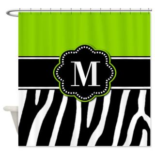  Lime Green Zebra Monogram Shower Curtain  Use code FREECART at Checkout