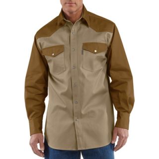 Carhartt Ironwood Snap Front Twill Work Shirt   Khaki/Brown, XL, Model# S209
