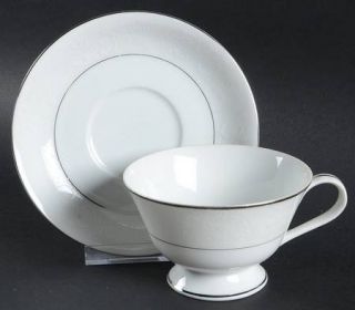 Royal M Mita Fairfield Footed Cup & Saucer Set, Fine China Dinnerware   White Bo
