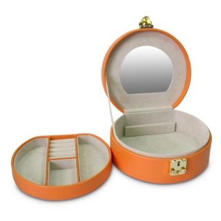 Morelle Linda Half Moon Nectarine Leather Jewelry Box