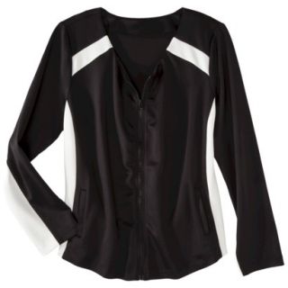 Mossimo Womens Plus Size Zip Front Scuba Jacket   Black/White 3