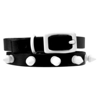 Platinum Pets Black Genuine Leather Cat and Puppy Collar with Spikes   White (7.