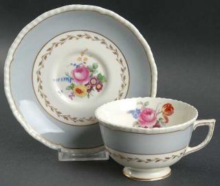 Royal Doulton Ventura Gray Footed Cup & Saucer Set, Fine China Dinnerware   Gray