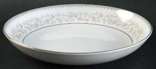 Kyoto Elaine Coupe Soup Bowl, Fine China Dinnerware   Brown Roses,Gray Leaves,Bl