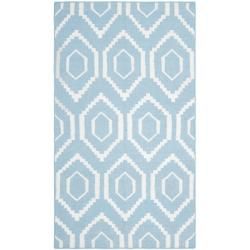Safavieh Hand woven Moroccan Dhurrie Blue/ Ivory Wool Rug (3 X 5)