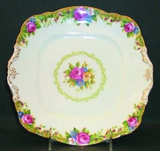 Paragon Tapestry Rose White Square Handled Cake Plate, Fine China Dinnerware   W